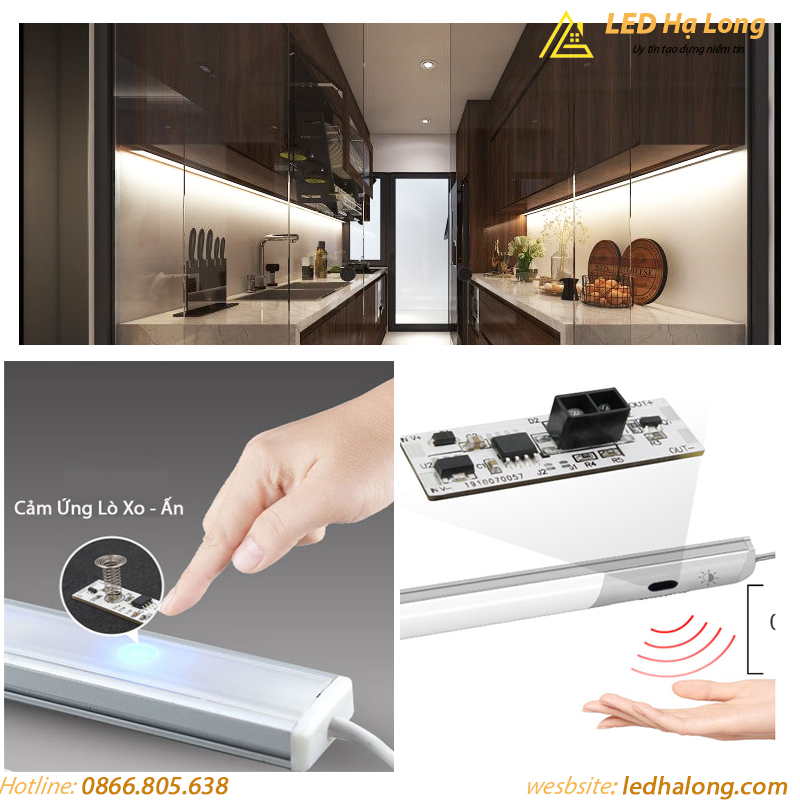Đèn LED tủ bếp cảm ứng lắp nổi — ledhalong.com