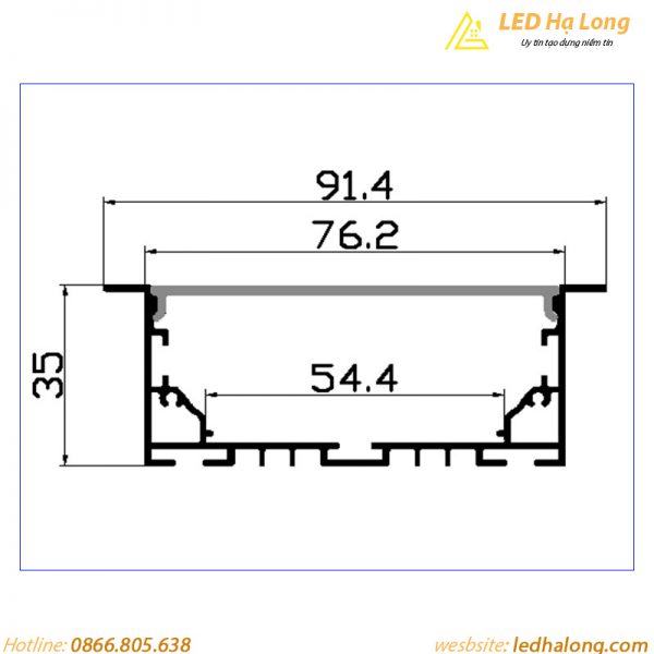 thanh nhôm đèn led âm trần TH 9035