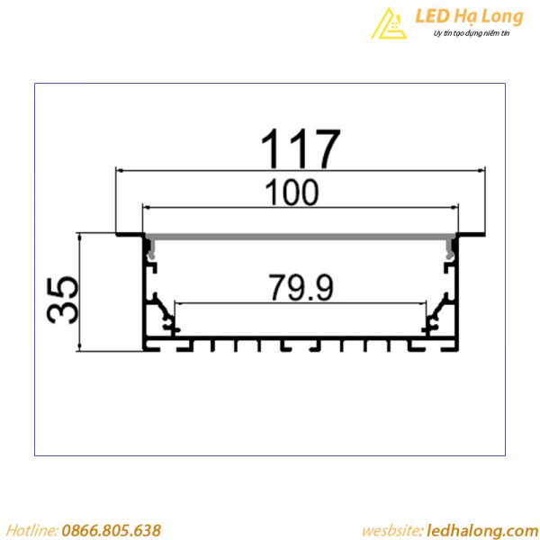 thanh nhôm định hình đèn led TH12035