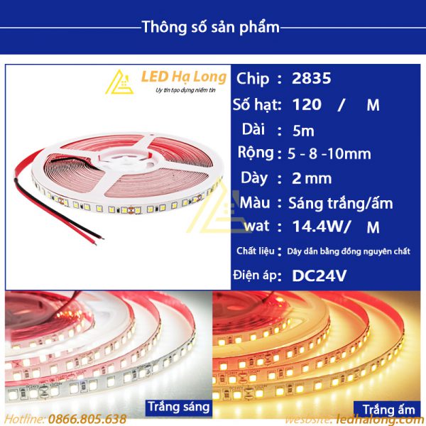 thông số đèn led dây dán 2835-120D